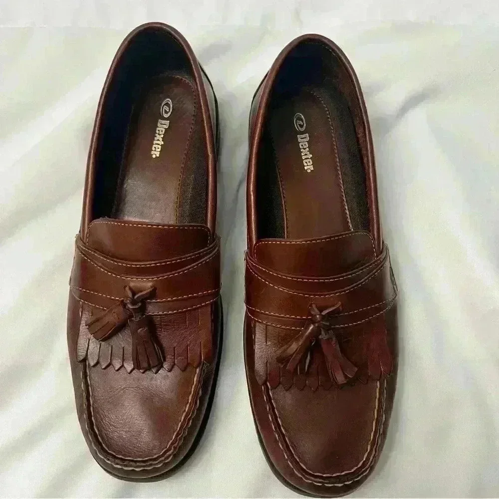 Dexter- Men’s Tassel Loafers-Leather- Brown- 11